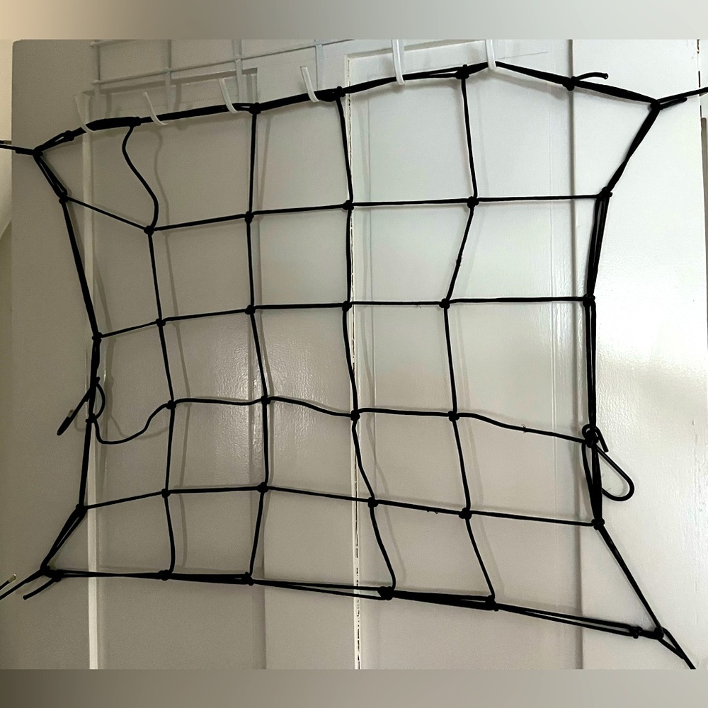 Black Square Cargo Net with 6 Hooks 19 x 19 inches Auto Moto Rv Bungee